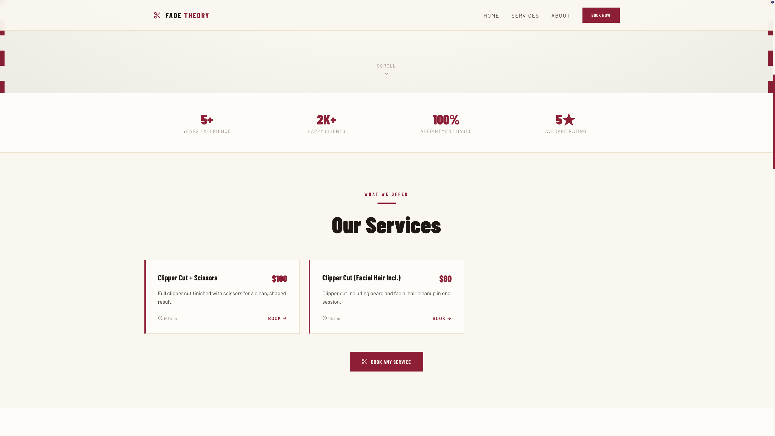 Barber Studio - Services and pricing