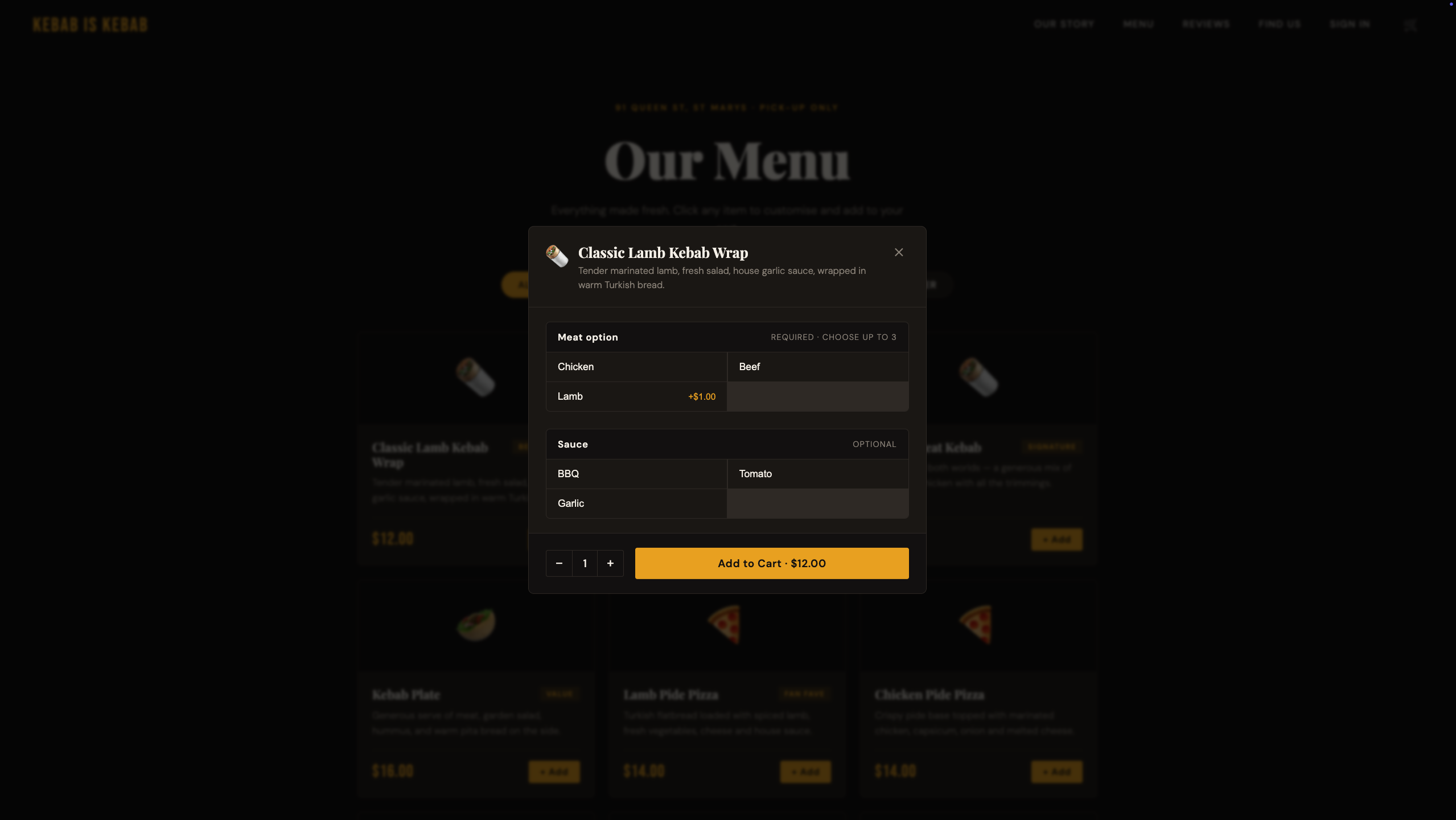 Kebab Store - Customise your order