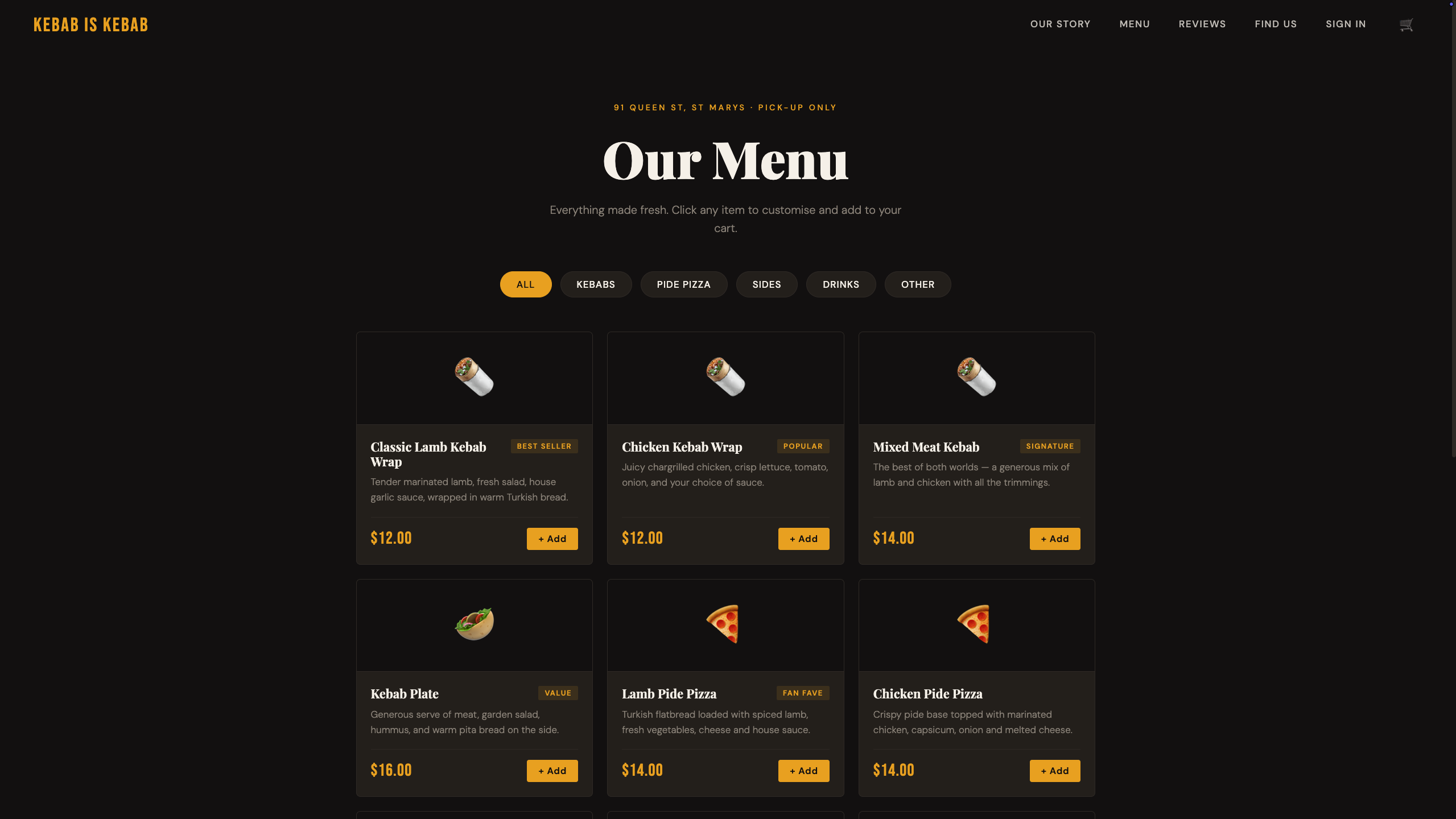 Kebab Store - Browse the menu