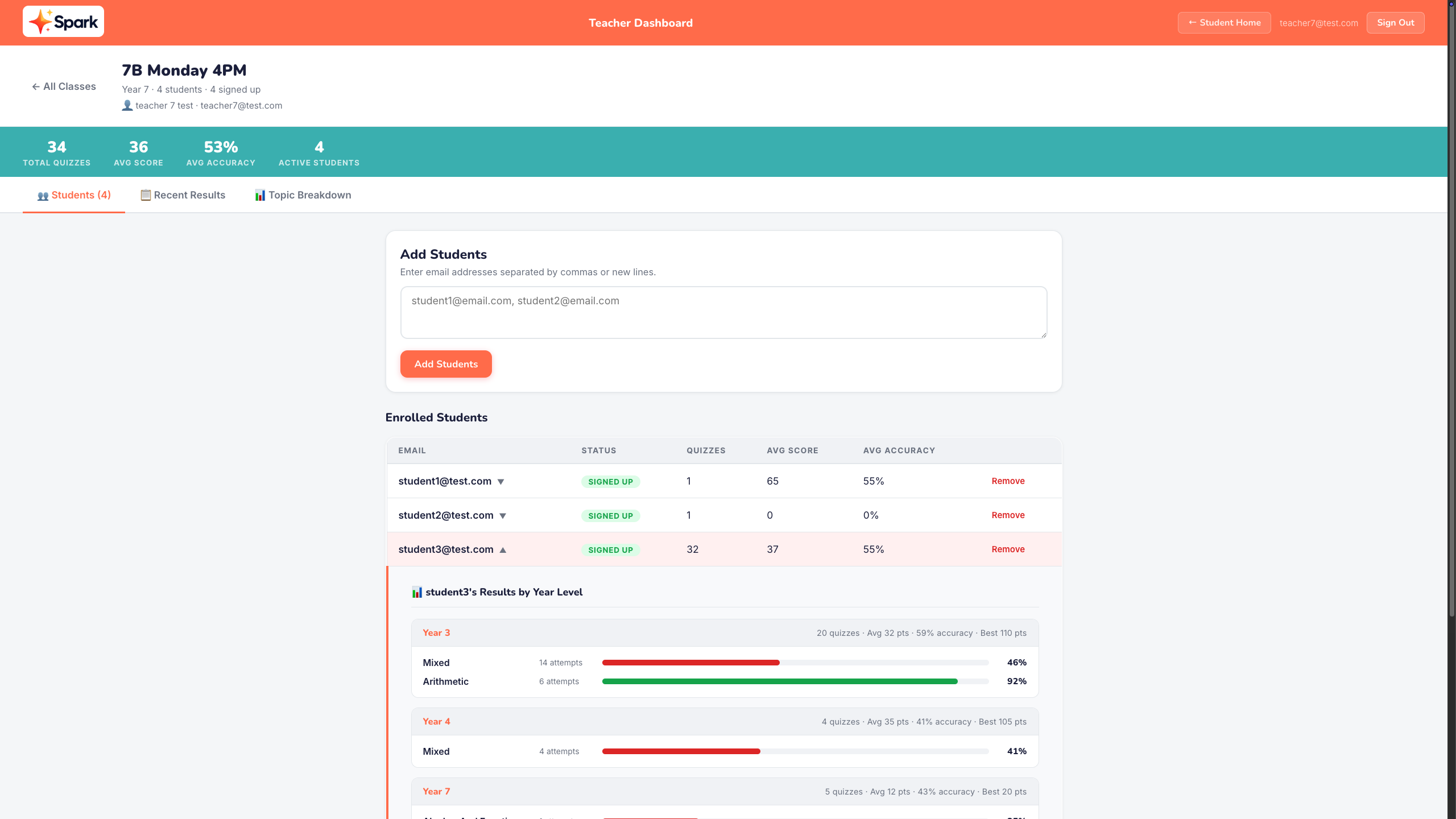 Spark - Teacher classes